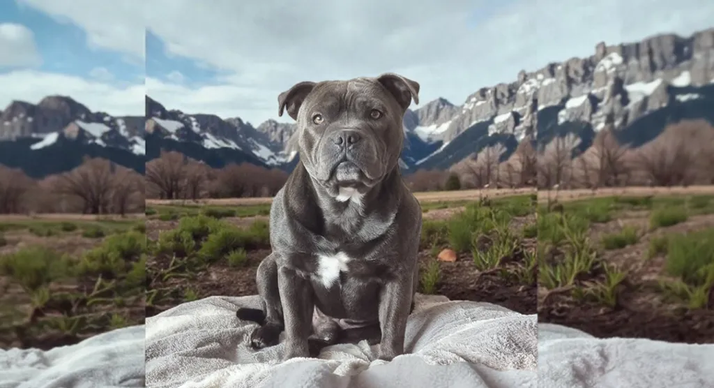 sttafordshire bull terrier gris bleu avec du blanc
