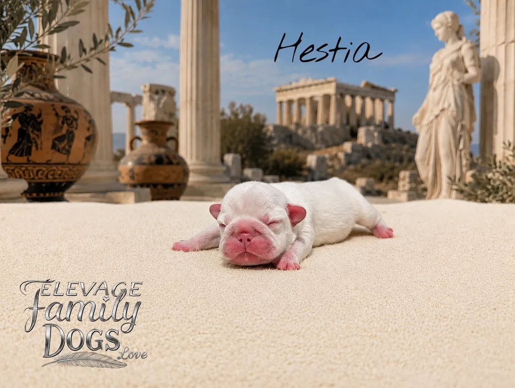 femelle chiot bouledogue français exotique blanc