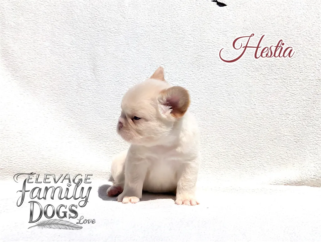 Chiot femelle bouledogue français exotique blanc fluffy à adopter